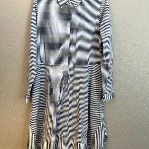 Rani Arabella Blue Striped Asymmetrical Button Up Shirt Dress - Picture 2 of 5
